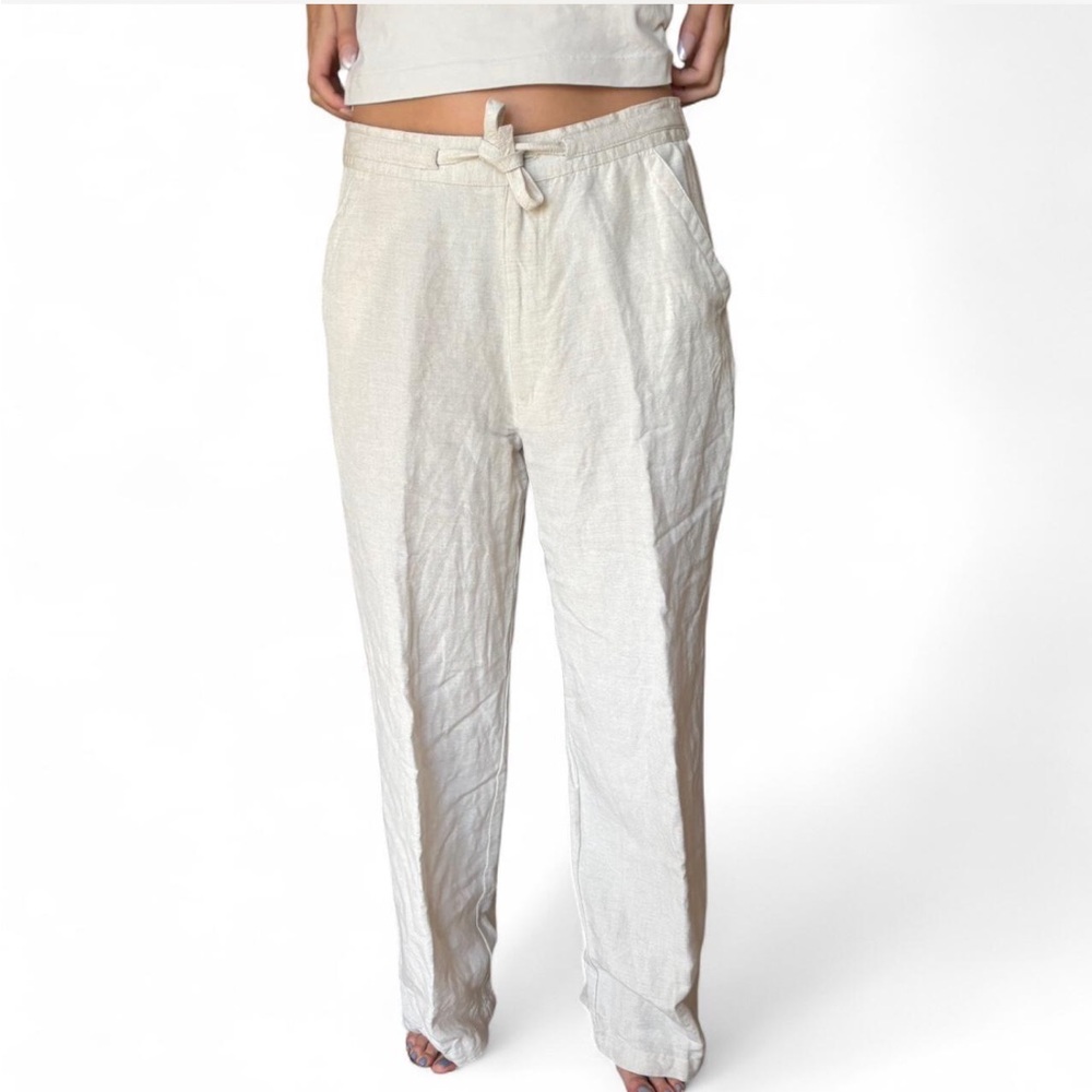 Cubavera Light Tan Linen-Blend Pants